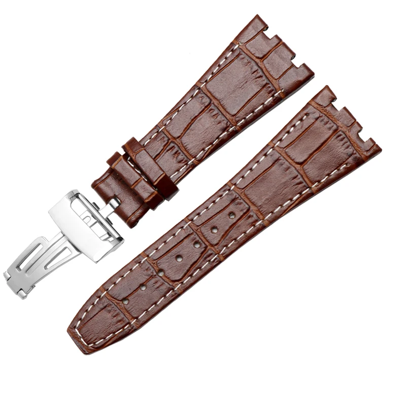 Watchband Za AP zapestje trakov 26 mm črna|modra rjava Pravega Usnja, Ročno Watch Pasu Pas z jekleno uvajanje sponke